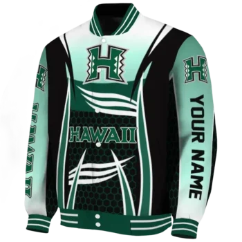 personalized hawaii rainbow warriors mesh effect green black varsity jacket best selling.webp