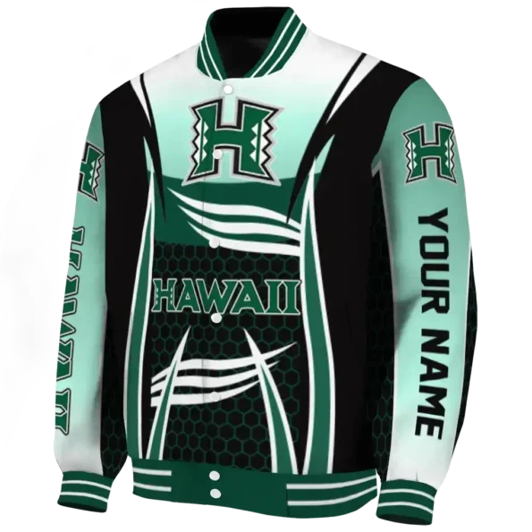 personalized hawaii rainbow warriors mesh effect green black varsity jacket best selling.webp