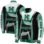 personalized hawaii rainbow warriors mesh effect green black varsity jacket best selling.webp