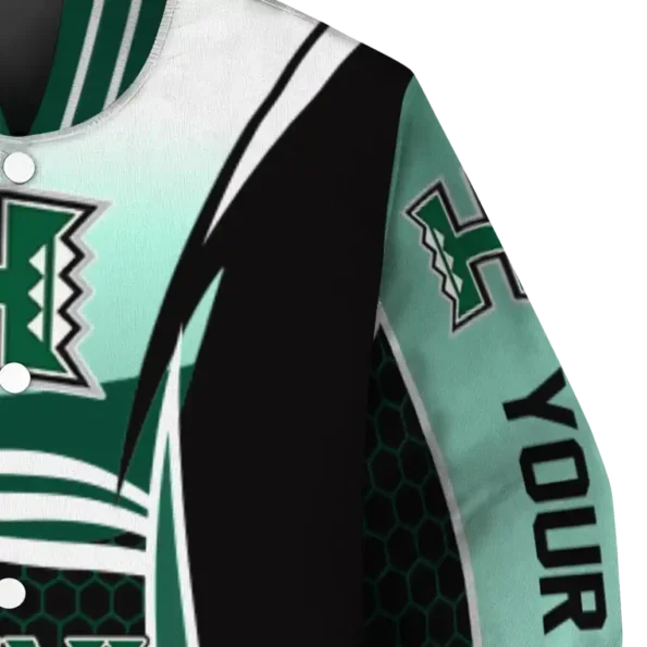 personalized hawaii rainbow warriors mesh effect green black varsity jacket premium grade.webp