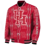 personalized houston cougars bolt stripe red varsity jacket best selling.webp