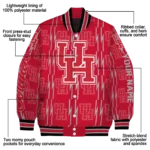 personalized houston cougars bolt stripe red varsity jacket best selling.webp