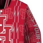 personalized houston cougars bolt stripe red varsity jacket best selling.webp