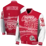 personalized houston cougars ferris arena red white varsity jacket best selling.webp