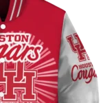 personalized houston cougars ferris arena red white varsity jacket best selling.webp