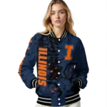personalized illinois fighting illini hexagon cluster blue black varsity jacket best selling.webp