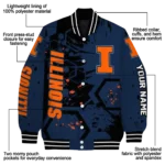 personalized illinois fighting illini hexagon cluster blue black varsity jacket best selling.webp