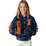 personalized illinois fighting illini hexagon cluster blue black varsity jacket best selling.webp