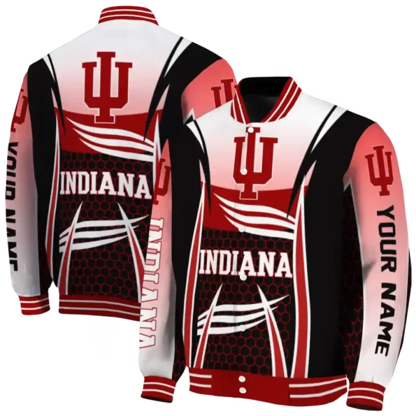 personalized indiana hoosiers mesh effect red black varsity jacket fashion forward.webp