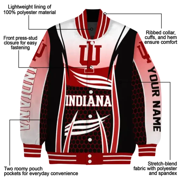 personalized indiana hoosiers mesh effect red black varsity jacket new arrival.webp