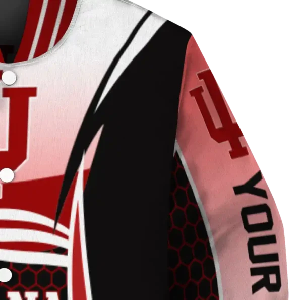 personalized indiana hoosiers mesh effect red black varsity jacket premium grade.webp