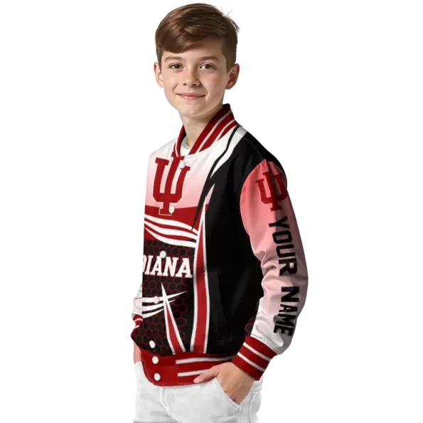 personalized indiana hoosiers mesh effect red black varsity jacket trendy.webp