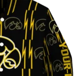 personalized iowa hawkeyes bolt stripe black varsity jacket best selling.webp