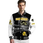 personalized iowa hawkeyes ferris arena black white varsity jacket best selling.webp