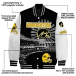 personalized iowa hawkeyes ferris arena black white varsity jacket best selling.webp