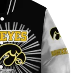personalized iowa hawkeyes ferris arena black white varsity jacket best selling.webp