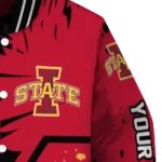 personalized iowa state cyclones hexagon cluster red black varsity jacket best selling.webp