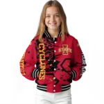 personalized iowa state cyclones hexagon cluster red black varsity jacket best selling.webp