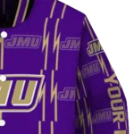personalized james madison dukes bolt stripe purple varsity jacket best selling.webp