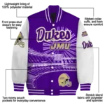 personalized james madison dukes ferris arena purple white varsity jacket best selling.webp