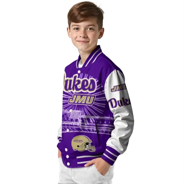personalized james madison dukes ferris arena purple white varsity jacket trendy.webp