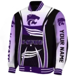personalized kansas state wildcats mesh effect purple black varsity jacket best selling.webp
