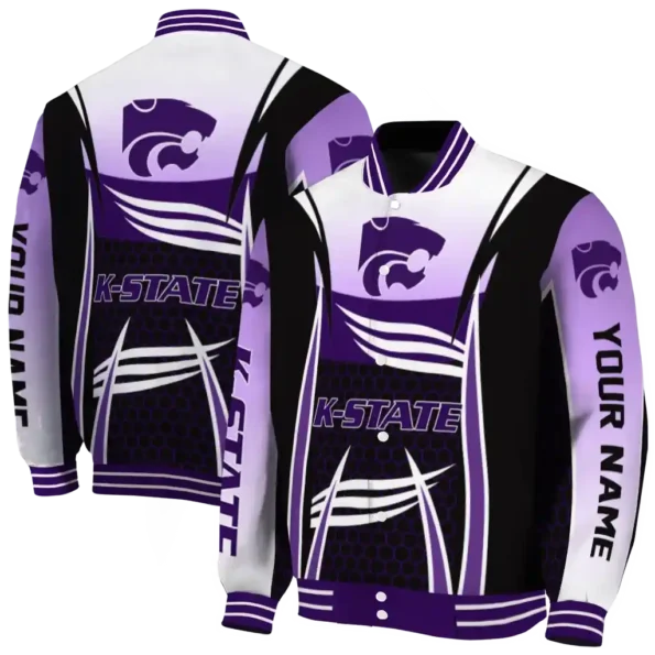 personalized kansas state wildcats mesh effect purple black varsity jacket fashion forward.webp