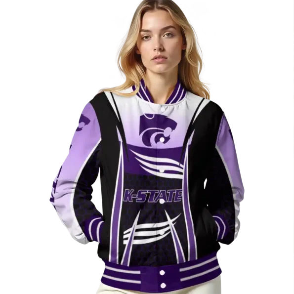 personalized kansas state wildcats mesh effect purple black varsity jacket latest model.webp
