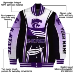 personalized kansas state wildcats mesh effect purple black varsity jacket best selling.webp