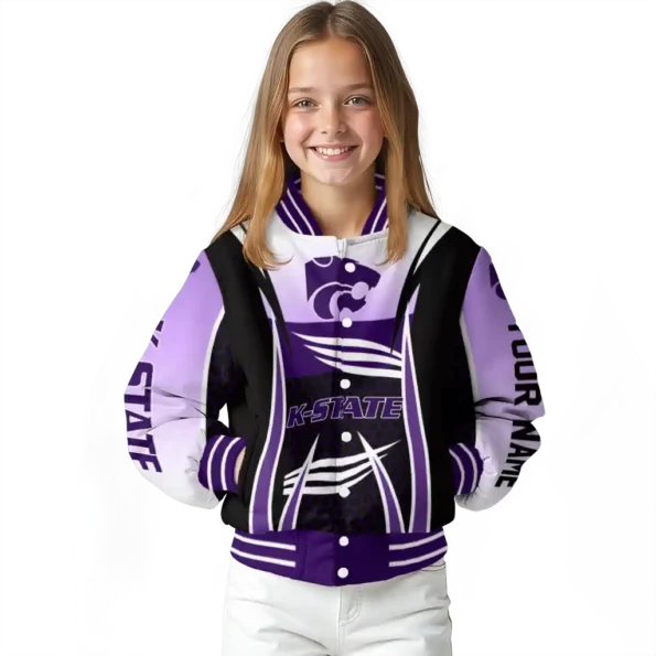personalized kansas state wildcats mesh effect purple black varsity jacket top rated.webp