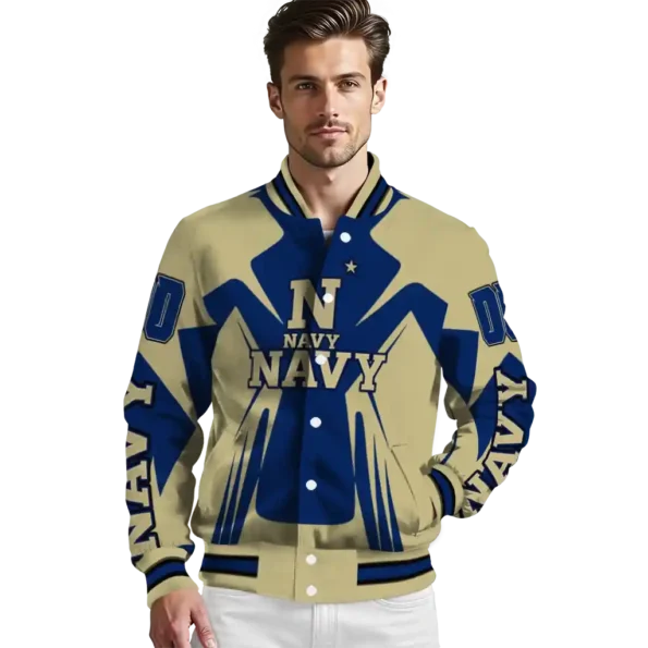 personalized navy midshipmen spider mark blue gold varsity jacket high quality.webp