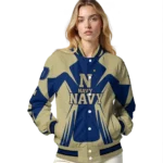 personalized navy midshipmen spider mark blue gold varsity jacket best selling.webp