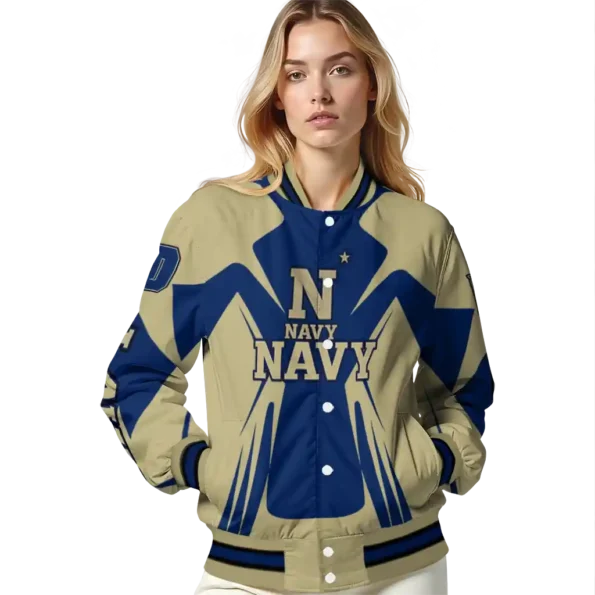 personalized navy midshipmen spider mark blue gold varsity jacket latest model.webp