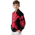 personalized nebraska cornhuskers spider mark red black varsity jacket best selling.webp