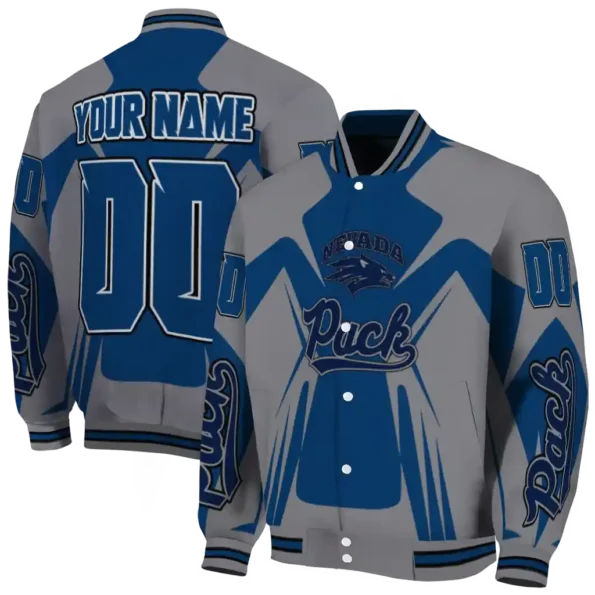 personalized nevada wolf pack spider mark blue grey varsity jacket fashion forward.webp
