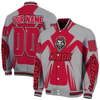 personalized new mexico lobos spider mark red grey varsity jacket fashion forward.webp