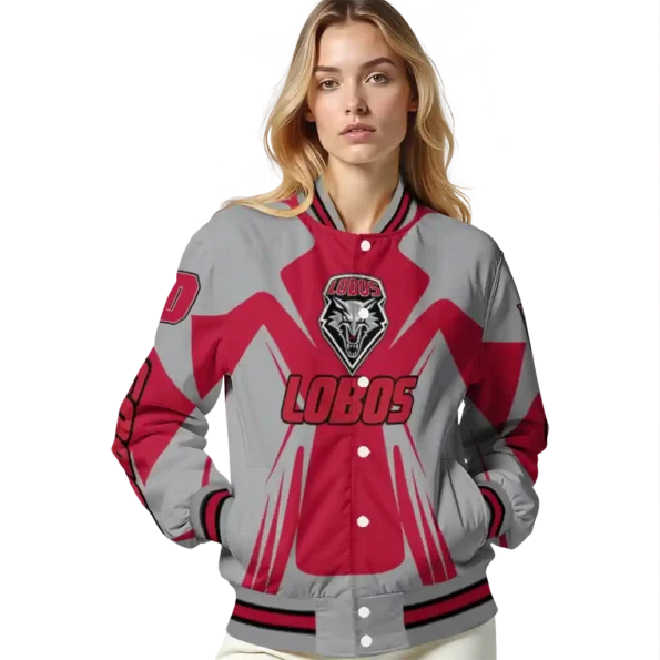 personalized new mexico lobos spider mark red grey varsity jacket latest model.webp