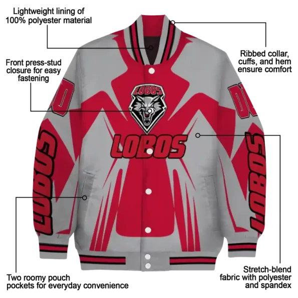 personalized new mexico lobos spider mark red grey varsity jacket new arrival.webp