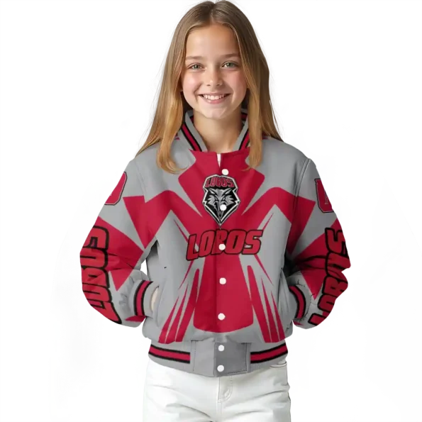 personalized new mexico lobos spider mark red grey varsity jacket top rated.webp
