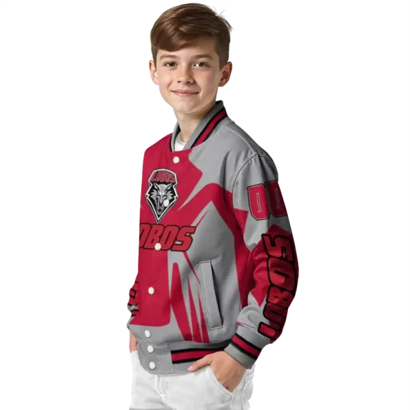 personalized new mexico lobos spider mark red grey varsity jacket trendy.webp