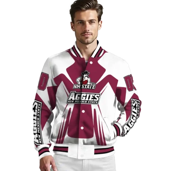 personalized new mexico state aggies spider mark crimson white varsity jacket high quality.webp