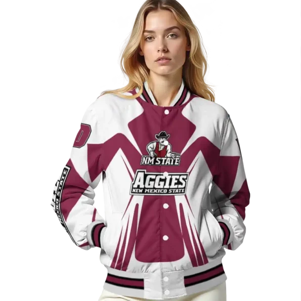 personalized new mexico state aggies spider mark crimson white varsity jacket latest model.webp