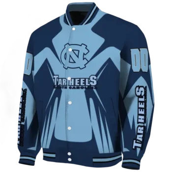 personalized north carolina tar heels spider mark light blue navy blue varsity jacket best selling.webp