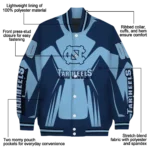personalized north carolina tar heels spider mark light blue navy blue varsity jacket best selling.webp