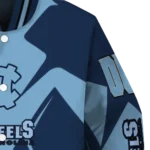 personalized north carolina tar heels spider mark light blue navy blue varsity jacket best selling.webp