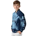 personalized north carolina tar heels spider mark light blue navy blue varsity jacket best selling.webp