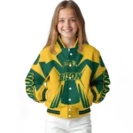 personalized north dakota state bison spider mark green yellow varsity jacket best selling.webp