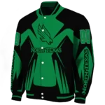 personalized north texas mean green spider mark green black varsity jacket best selling.webp