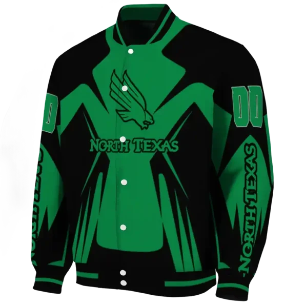 personalized north texas mean green spider mark green black varsity jacket best selling.webp