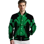 personalized north texas mean green spider mark green black varsity jacket best selling.webp